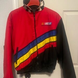 Vintage 90s Nascar Vibrant Red and Black Bomber Jacket, Men’s L unique rare